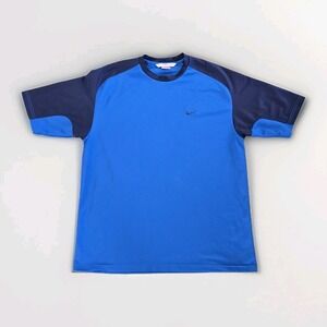 Vintage Y2K Nike Jersey Style Shirt Soccer Jersey Men's Sz L Jersey Mesh Blue